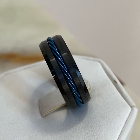 BLACK TUNGSTEN WEDDING BAND RING - Picture 9 of 16